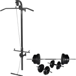 vidaXL Tour de musculation murale avec jeu d'haltères et poids 60,5 kg