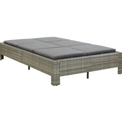 Mobilier De Jardin-vidaXL Transat à 2 places avec coussin Résine tressée Gris