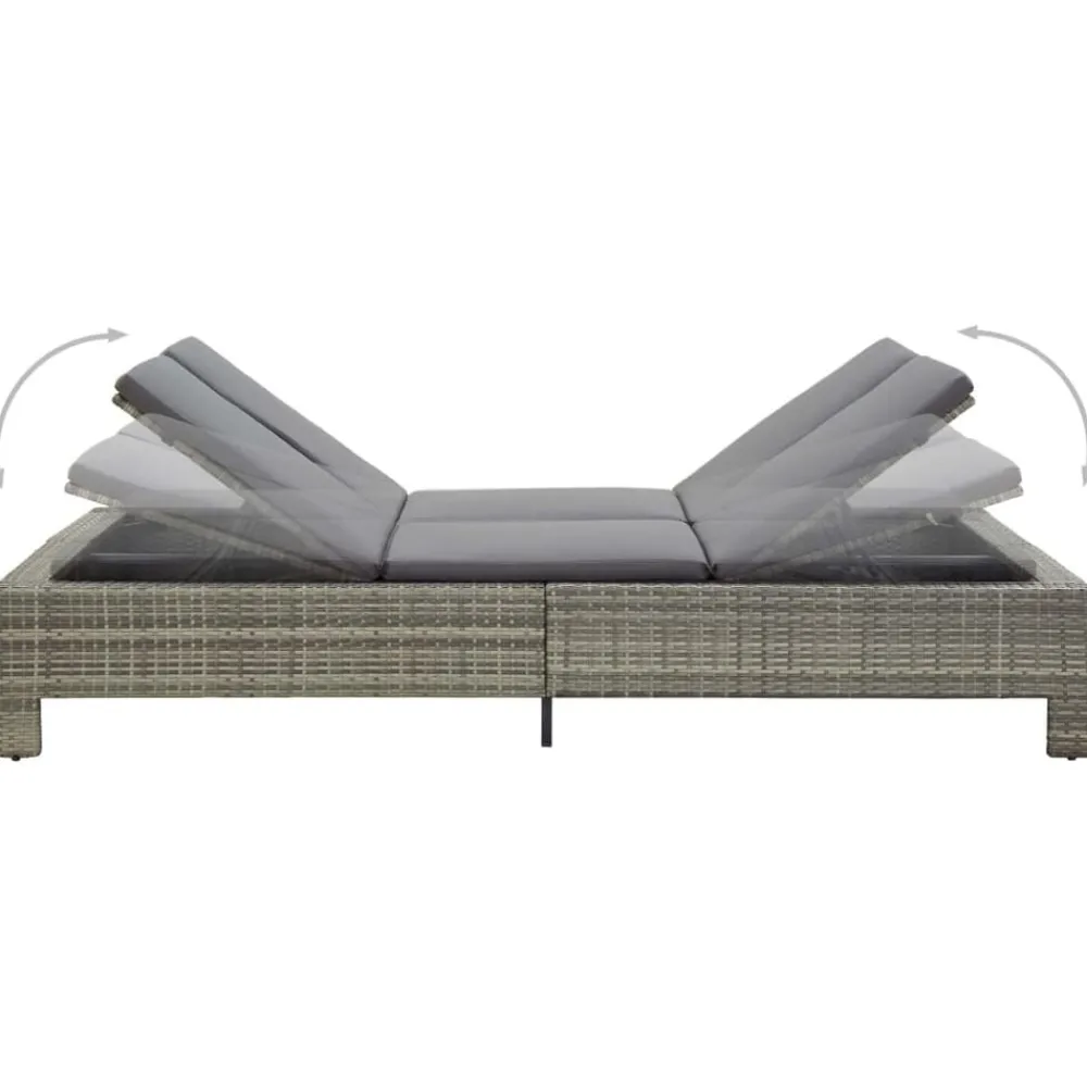 Mobilier De Jardin-vidaXL Transat à 2 places avec coussin Résine tressée Gris