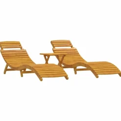 vidaXL Transat 3 pcs Marron Bois d'Acacia Massif