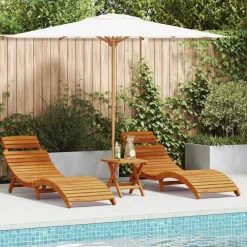 vidaXL Transat 3 pcs Marron Bois d'Acacia Massif