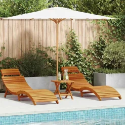 vidaXL Transat 2 pcs Marron 55 x 184 x 64cm Bois d'Acacia Massif