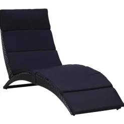 Mobilier De Jardin-vidaXL Transat avec coussin Résine tressée Noir