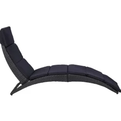 Mobilier De Jardin-vidaXL Transat avec coussin Résine tressée Noir
