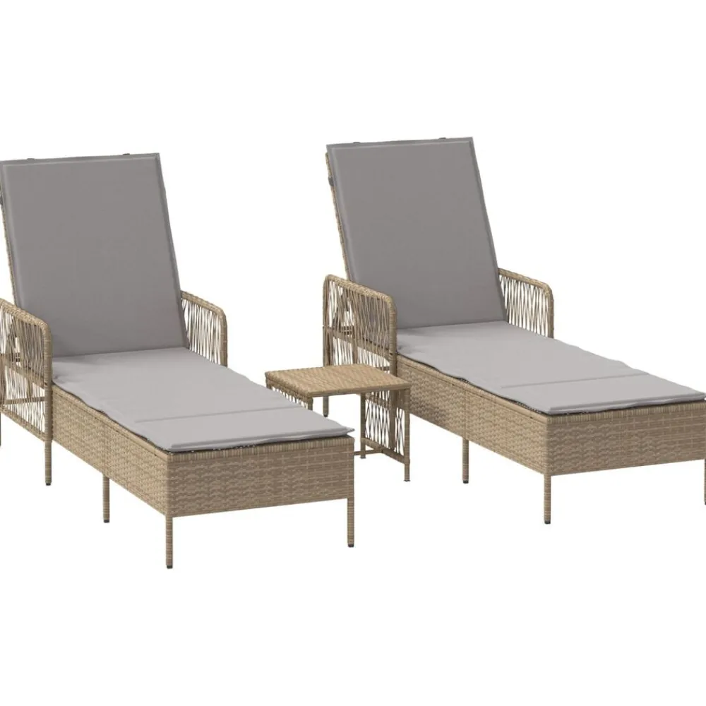 vidaXL Transat avec coussin 3 pcs polyrotin