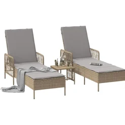 vidaXL Transat avec coussin 3 pcs polyrotin
