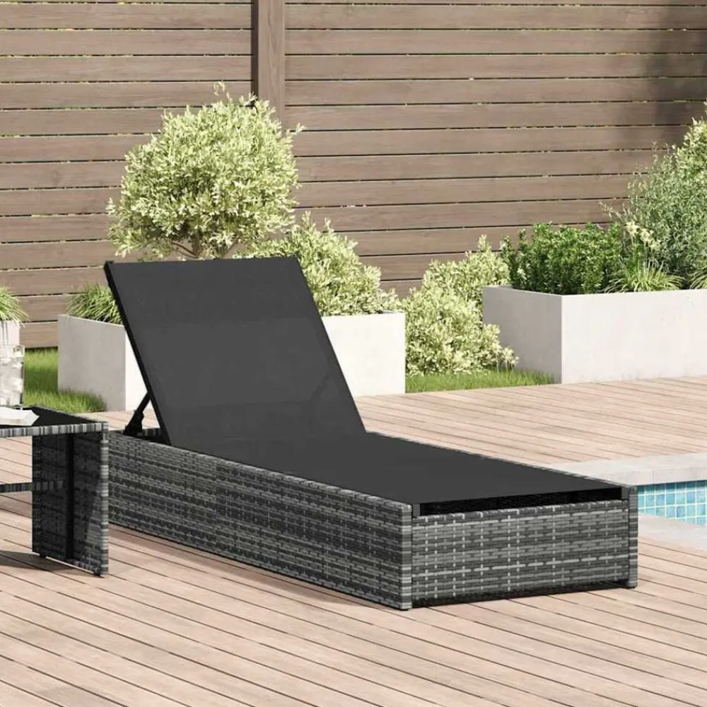 Mobilier De Jardin-vidaXL Transat 200,5 x 70 x 75 cm polyrotin Gris