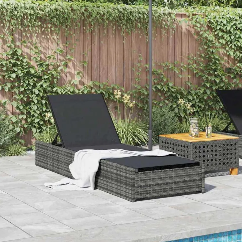 Mobilier De Jardin-vidaXL Transat 200,5 x 70 x 75 cm polyrotin Gris