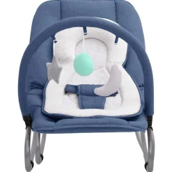 Jouets & Équipement D'Éveil Pour Bébés-vidaXL Transat pour bébé Acier Bleu marine