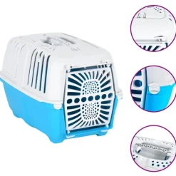 vidaXL Transporteur pour animaux de compagnie blanc et bleu PP