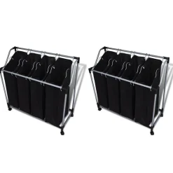 Produits Ménagers-vidaXL Trieuses à linge avec sacs 2 pcs Noir et Gris