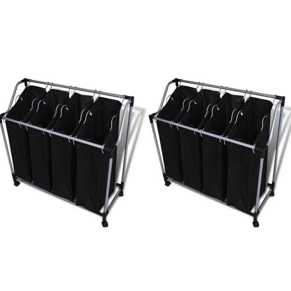 Produits Ménagers-vidaXL Trieuses à linge avec sacs 2 pcs Noir et Gris