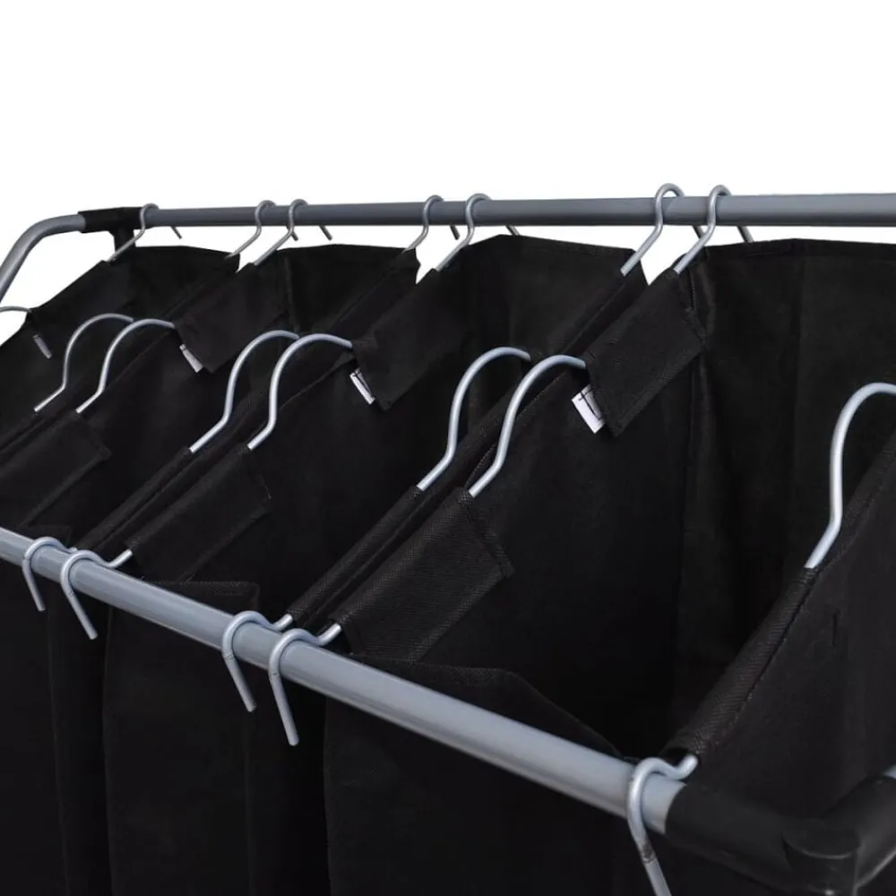 Produits Ménagers-vidaXL Trieuses à linge avec sacs 2 pcs Noir et Gris