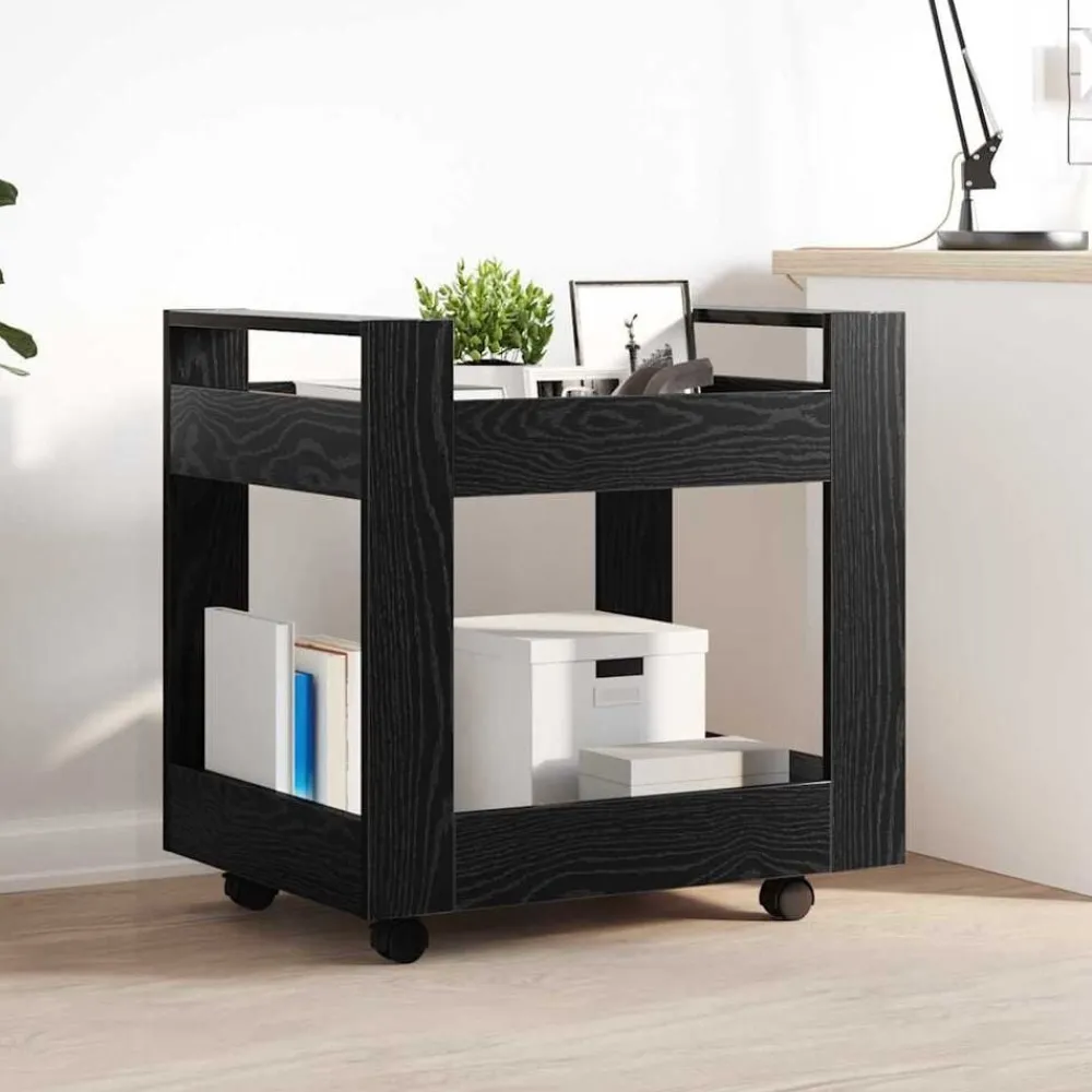 Chariots & Îlots-vidaXL Trolley de Bureau Chêne noir 60 x 45 x 60 cm Bois d'ingénierie Chêne noir