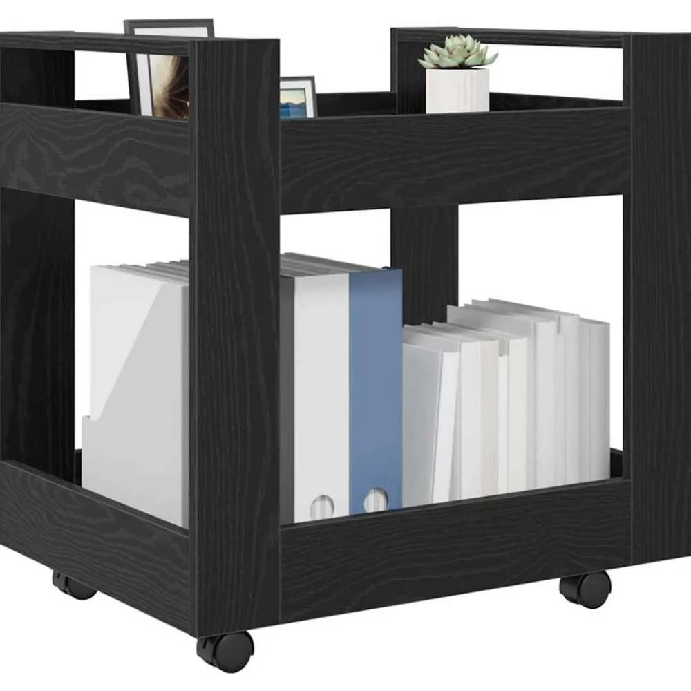 Chariots & Îlots-vidaXL Trolley de Bureau Chêne noir 60 x 45 x 60 cm Bois d'ingénierie Chêne noir