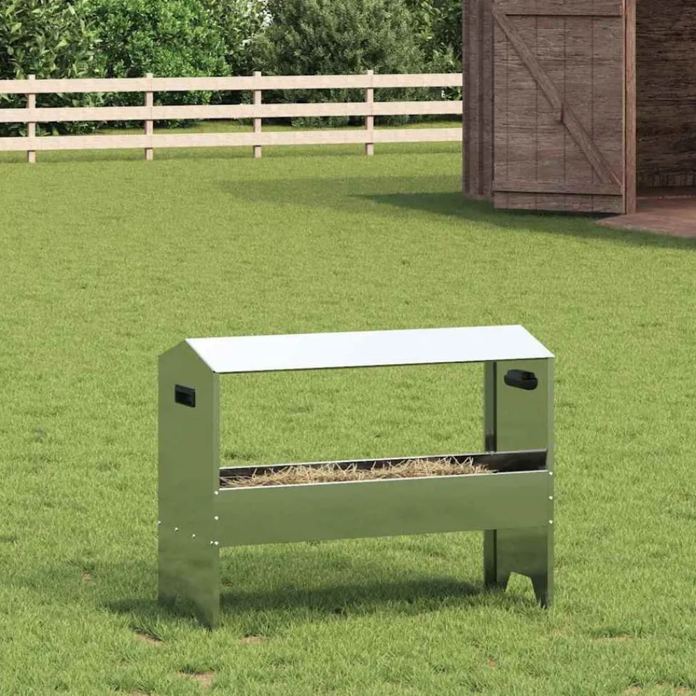 vidaXL Trough d'alimentation pour le bétail Argent 79 x 35 x 62 cm