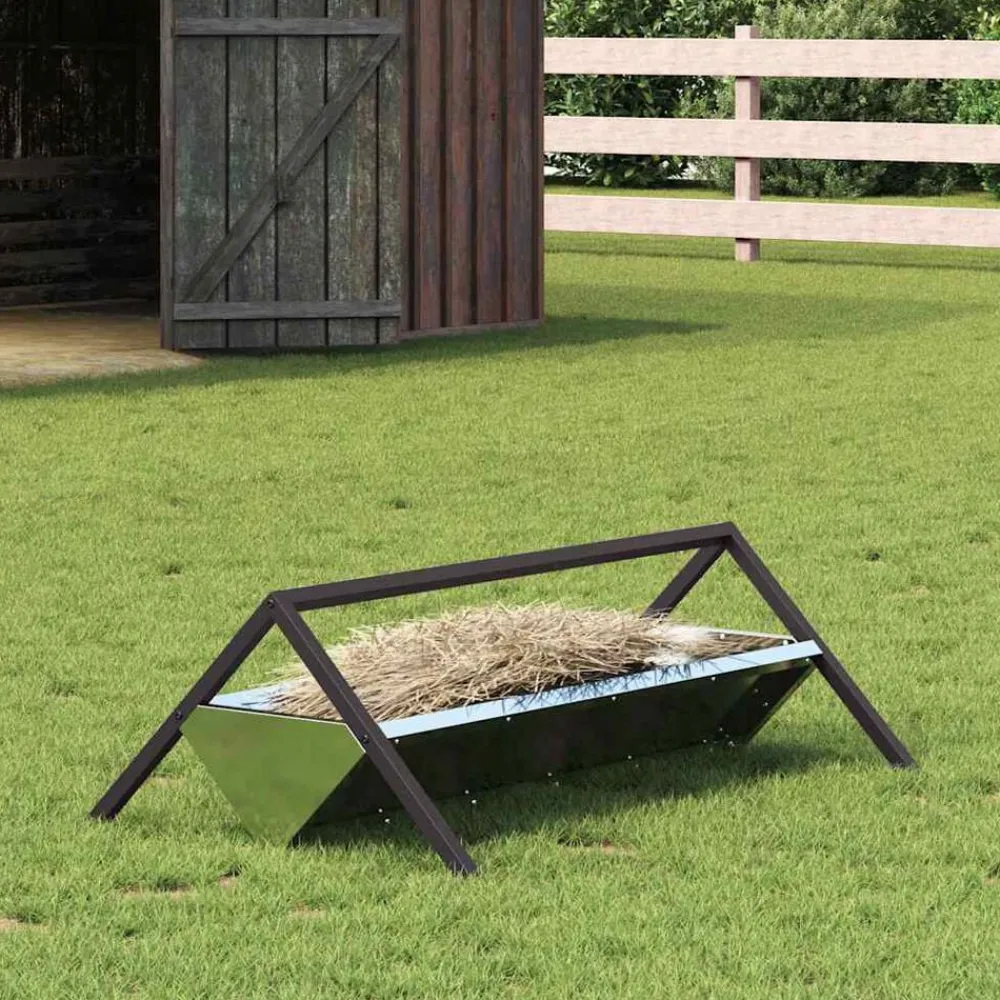 Articles Pour Animaux De Compagnie-vidaXL Trough d'alimentation pour le bétail Argent 111 x 76 x 38 cm Acier galvanisé