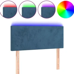 Lits & Accessoires-vidaXL Tête de lit à LED 80x5x78/88 cm Velours Bleu foncé