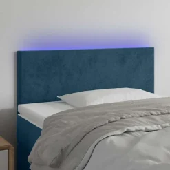 Lits & Accessoires-vidaXL Tête de lit à LED 80x5x78/88 cm Velours Bleu foncé