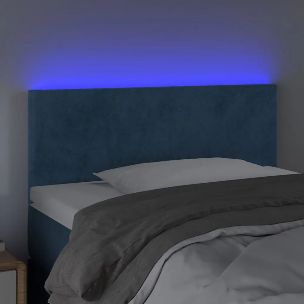 Lits & Accessoires-vidaXL Tête de lit à LED 80x5x78/88 cm Velours Bleu foncé