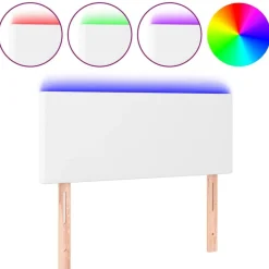 Lits & Accessoires-vidaXL Tête de lit à LED 80x5x78/88 cm Similicuir Blanc