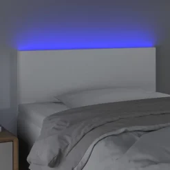 Lits & Accessoires-vidaXL Tête de lit à LED 80x5x78/88 cm Similicuir Blanc