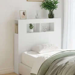 Lits & Accessoires-vidaXL Tête de lit à LED 100x18,5x103,5 cm bois d'ingénierie Blanc