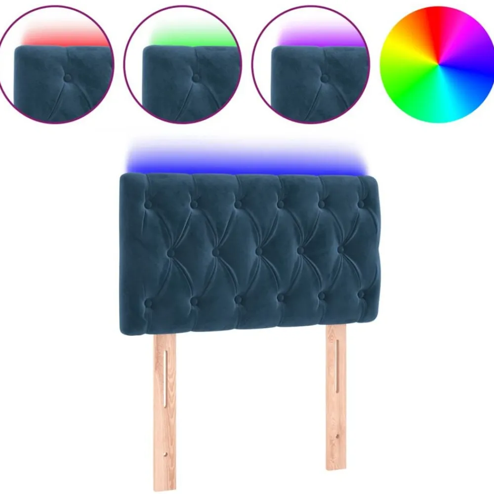 Lits & Accessoires-vidaXL Tête de lit à LED 80x7x78/88 cm Velours Bleu foncé