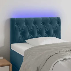 Lits & Accessoires-vidaXL Tête de lit à LED 80x7x78/88 cm Velours Bleu foncé