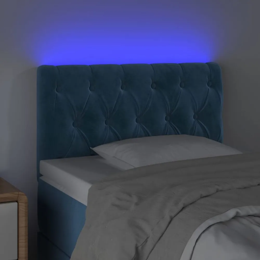 Lits & Accessoires-vidaXL Tête de lit à LED 80x7x78/88 cm Velours Bleu foncé