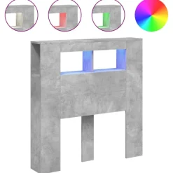 Lits & Accessoires-vidaXL Tête de lit à LED 100x18,5x103,5cm bois d'ingénierie Gris béton