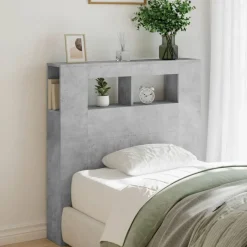 Lits & Accessoires-vidaXL Tête de lit à LED 100x18,5x103,5cm bois d'ingénierie Gris béton