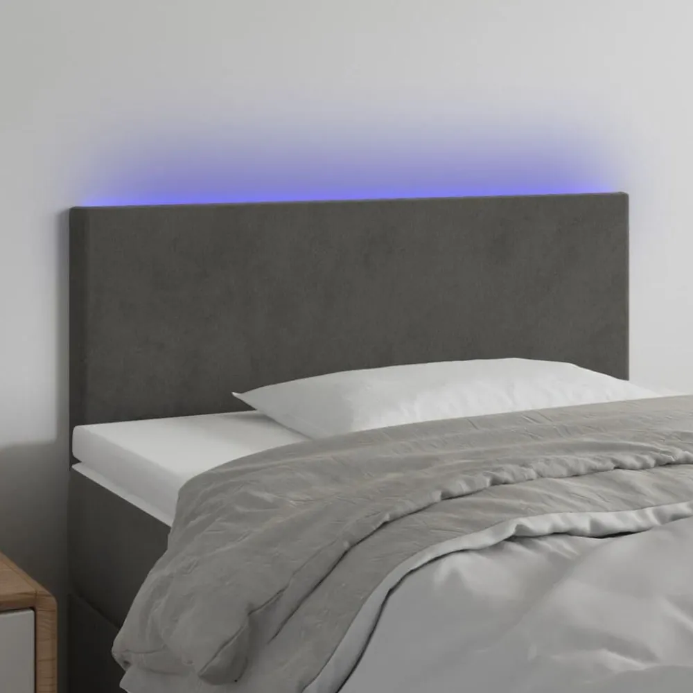 Lits & Accessoires-vidaXL Tête de lit à LED 80x5x78/88 cm Velours Gris foncé