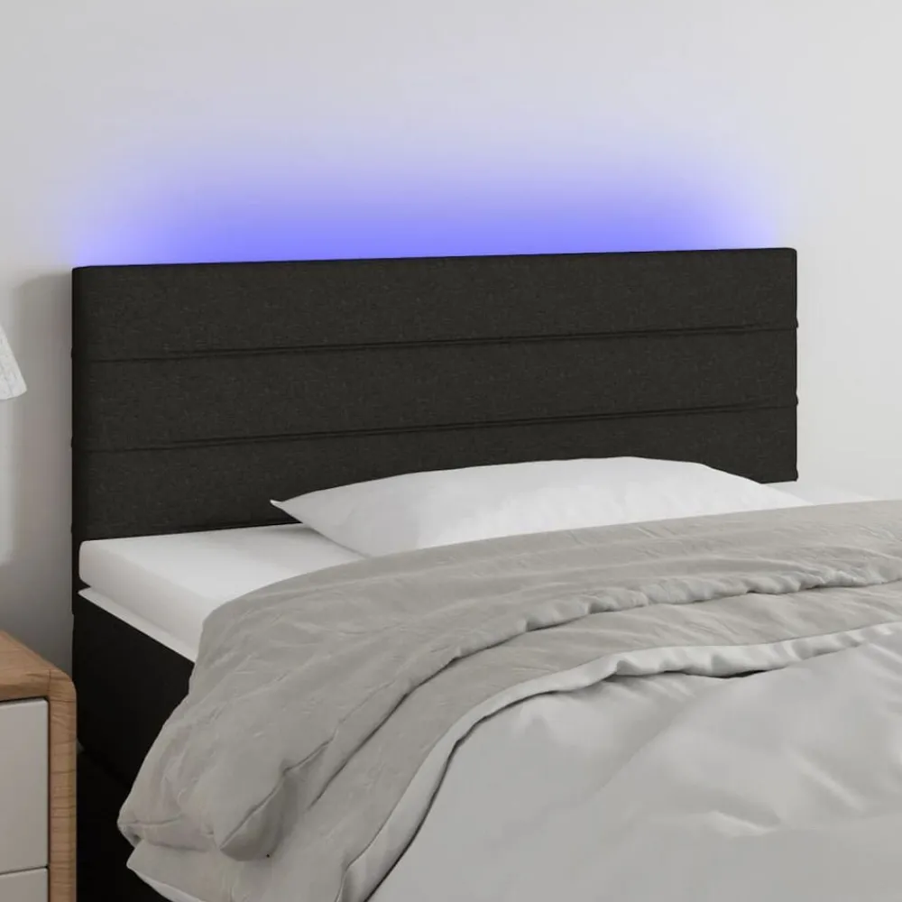 Lits & Accessoires-vidaXL Tête de lit à LED 80x5x78/88 cm Tissu Noir