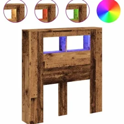 Lits & Accessoires-vidaXL Tête de lit à LED 100x18,5x103,5cm bois d'ingénierie Vieux bois