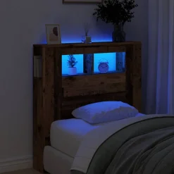 Lits & Accessoires-vidaXL Tête de lit à LED 100x18,5x103,5cm bois d'ingénierie Vieux bois