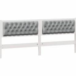 Lits & Accessoires-vidaXL Tête de lit Autre 200 cm Bois massif en pin Blanc et gris clair