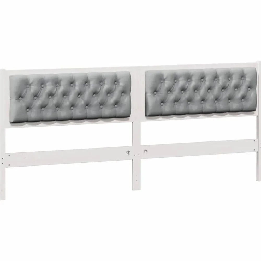 Lits & Accessoires-vidaXL Tête de lit Autre 200 cm Bois massif en pin Blanc et gris clair
