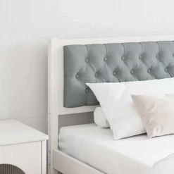Lits & Accessoires-vidaXL Tête de lit Autre 200 cm Bois massif en pin Blanc et gris clair
