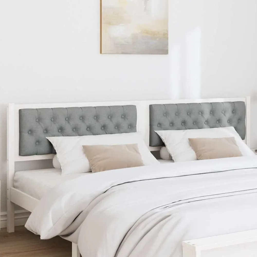 Lits & Accessoires-vidaXL Tête de lit Autre 200 cm Bois massif en pin Blanc et gris clair