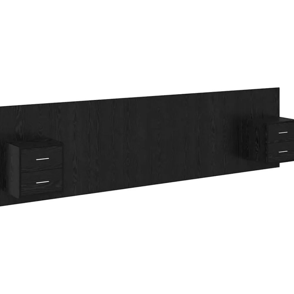 Lits & Accessoires-vidaXL Tête de lit avec armoire 3 pcs Chêne noir Bois d'ingénierie Chêne noir