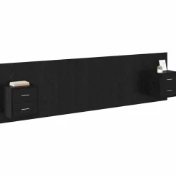 Lits & Accessoires-vidaXL Tête de lit avec armoire 3 pcs Chêne noir Bois d'ingénierie Chêne noir