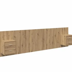 Lits & Accessoires-vidaXL Tête de lit avec armoire avec tiroir 3 pcs Chêne artisanal chêne artisanal