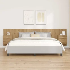 Lits & Accessoires-vidaXL Tête de lit avec armoire avec tiroir 3 pcs Chêne artisanal ch&ecirc;ne artisanal