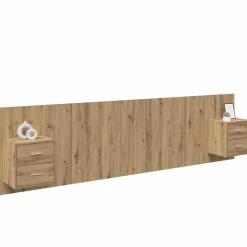Lits & Accessoires-vidaXL Tête de lit avec armoire avec tiroir 3 pcs Chêne artisanal ch&ecirc;ne artisanal