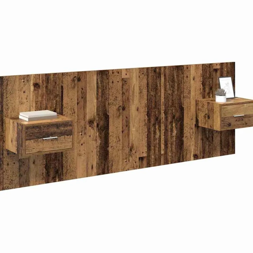 Lits & Accessoires-vidaXL Tête de lit avec armoire 3 pcs Bois d'ingénierie Bois ancien