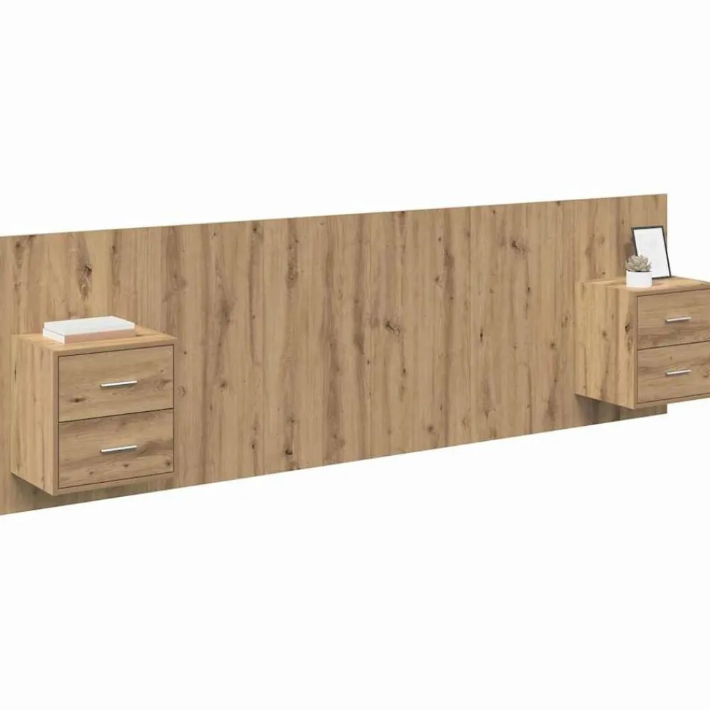 vidaXL Tête de lit avec armoire avec tiroir 3 pcs Chêne artisanal