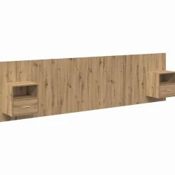 Lits & Accessoires-vidaXL Tête de lit avec armoire avec tiroir 3 pcs Chêne artisanal chêne artisanal
