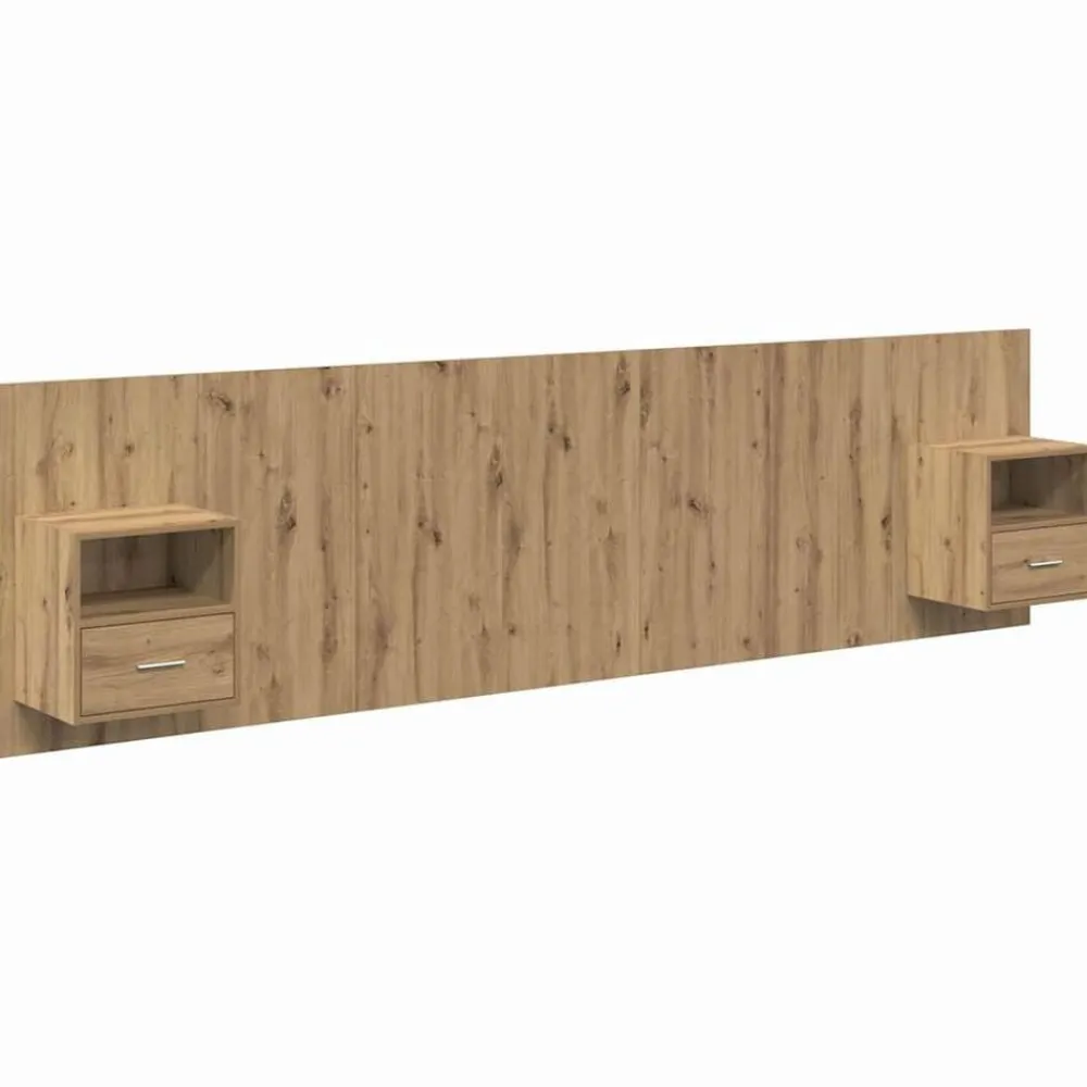 Lits & Accessoires-vidaXL Tête de lit avec armoire avec tiroir 3 pcs Chêne artisanal chêne artisanal
