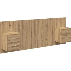 vidaXL Tête de lit avec armoire avec tiroir 3 pcs Chêne artisanal